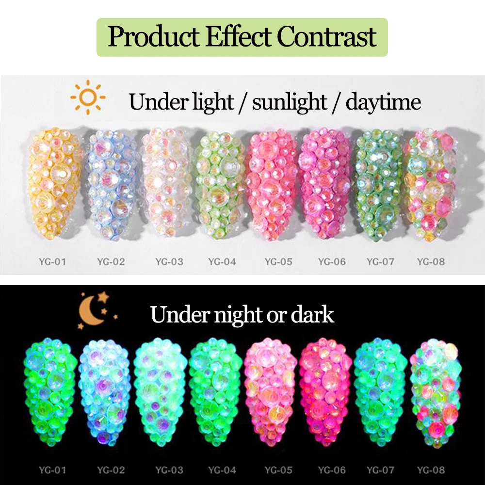 Светящиеся Стразы Bittb флуоресцентные кристаллы для ногтей 3D украшения