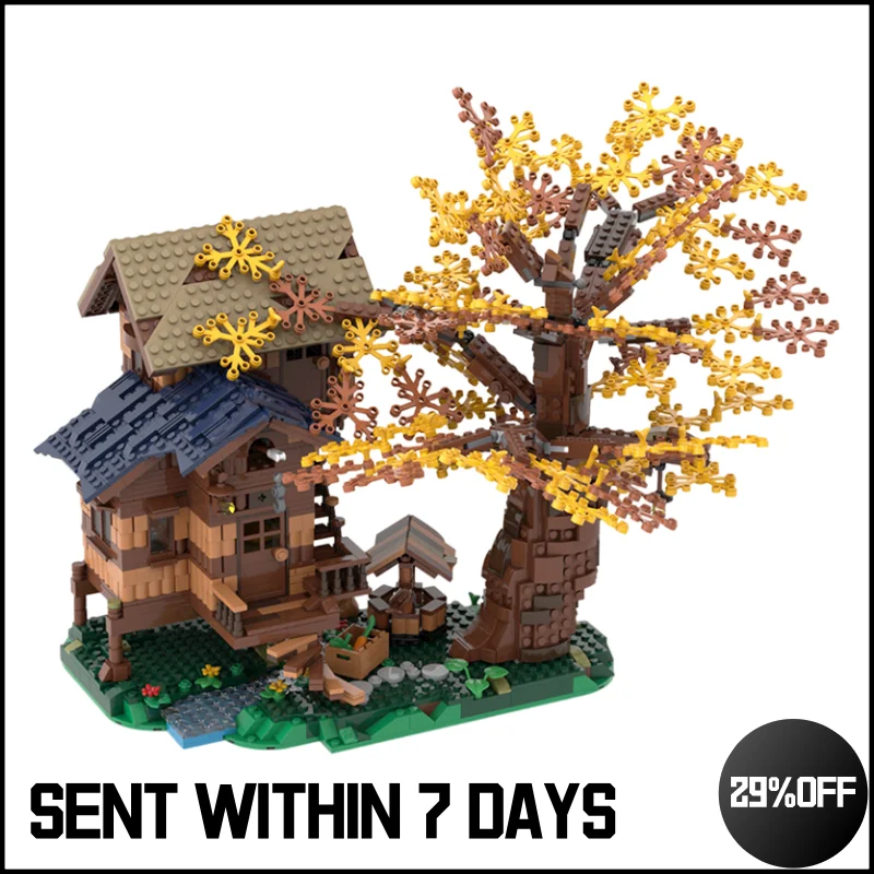 

Модель домика с лесным деревом, конструктор, фигурки, сборка «сделай сам», частицы, сельская местность, улица, подарок для детей, игрушки