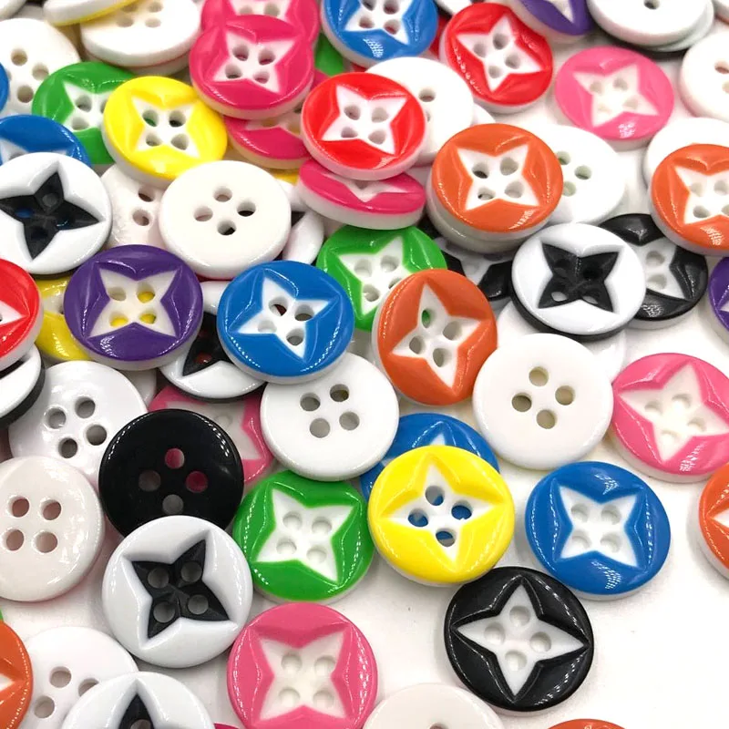 

50pcs 13mm Mix Color Star Plastic Buttons Craft Sewing DIY Cards PT142