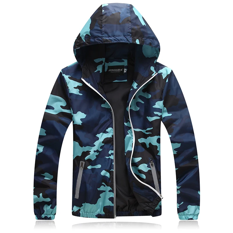 

Spring Autumn Windbreaker Women Camouflage Hooded Long Sleeve Zipper Ladies Causal Jacket Pockets Female Outerwear