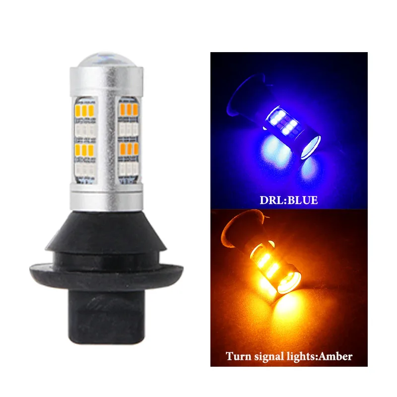 Blue to Yellow 2X T20 W21W WY21W 7440 BA15S BAU15S 1156 42 2835 Автомобильный светодиодный дневной светильник тумана светильник поворотные парковочные DRL внешний светильник источник - Цвет: Blue to Yellow
