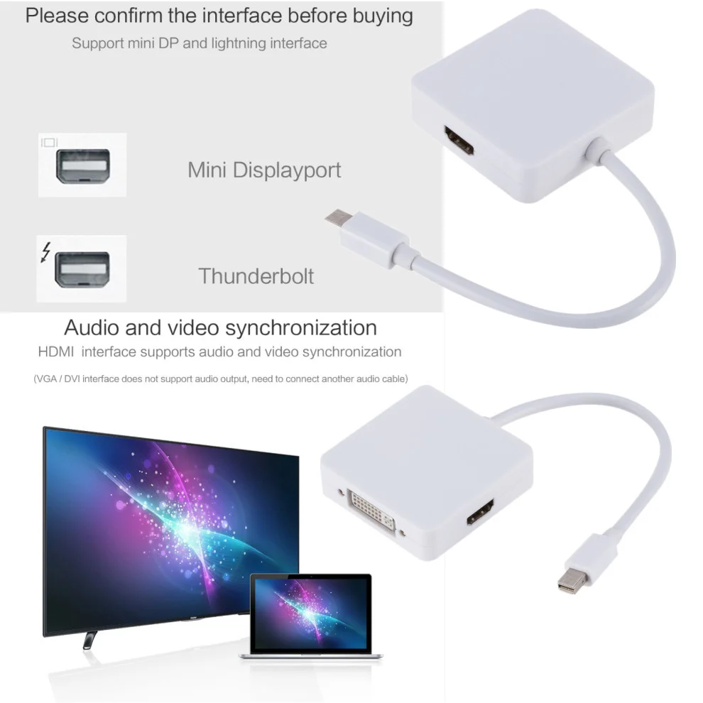 LccKaa 3 в 1 DisplayPort DP HDMI совместимый кабель адаптера DVI VGA 1080P конвертер разъем для ПК