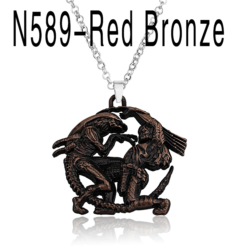 red bronze Мода черный цвет фильм инопланетянин подвески ожерелья в виде кожаной веревки для мужчин ювелирные изделия свитер цепи - Окраска металла: red bronze
