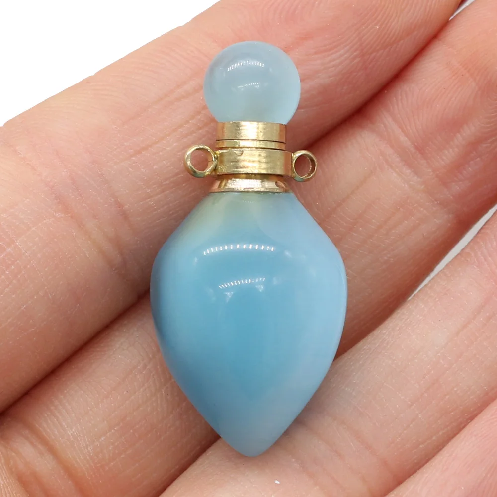 

Natural Gems Perfume Bottle Pendant Reiki Heal Cat's Eye Crystal for Charms Jewelry Making DIY Necklace Gift