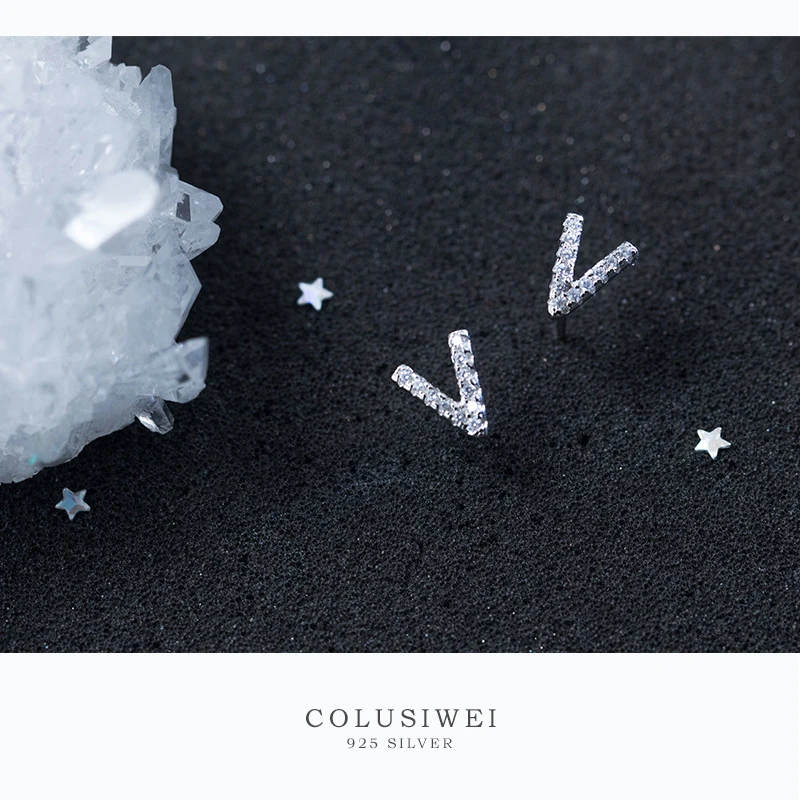 Coluisiwei подлинной стерлингового серебра победа CZ серьги гвоздики для женщин