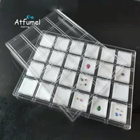24pcs gemstone diamond jewelry box loose diamond jewelry display case holder clear cover gem storage container protection box