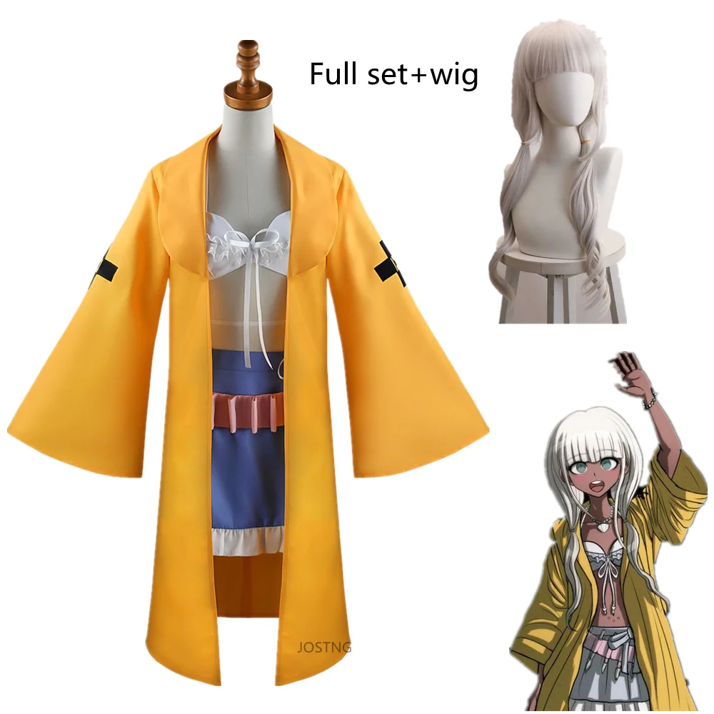 Anime Danganronpa V3 Angie Yonaga Cosplay Costume Long Wig Top Skirt Trench Halloween Christmas Party Suit Sexy Girl Women |