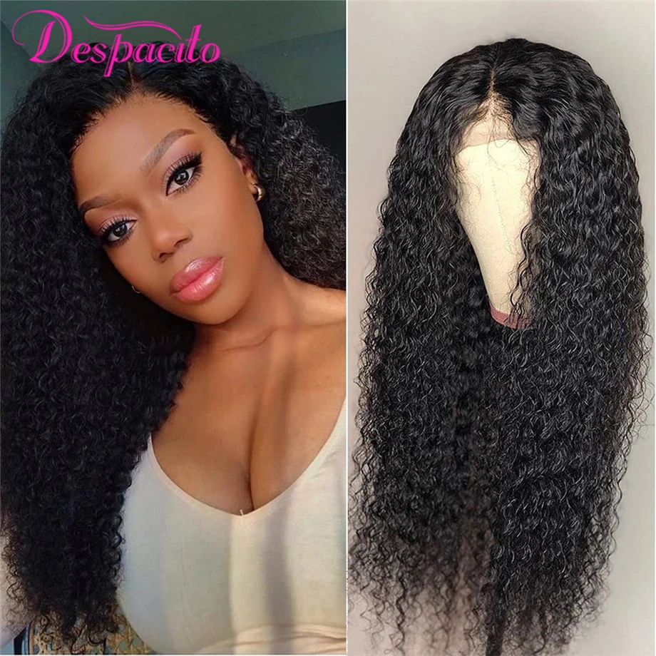 13x1 Transparent Lace Human Hair Curly Wigs For Black Women 10-30 Inch150% Density Remy Brazilian Kinky Curly Wig Natural Color