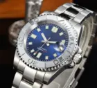 Мужские часы Diver 24 Jewel NH35A 40 мм авто синий циферблат Серый матовая вставка полированный браслет Устрица светящиеся следы Скользящий замок
