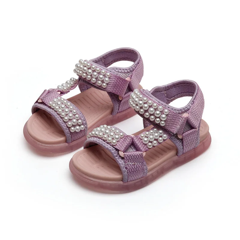 

Girls' Shoes Sandals New 2021 Summer Children's Pearl Korean Beach Shoes Kids Sports and Leisure Sandals Flats Cute Fashion Chic