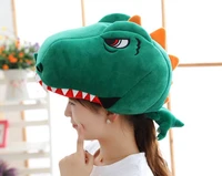 kawaii plushed dinosuar toy headwear adult kids toy hat cosplay party costume hat accessories soft winter warm toy cap