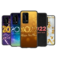 tpu christmas happy new year 2022 for huawei p40 p30 p20 p50 pro plus p10 p9 p8 lite 2019 2017 ru e mini 5g black phone case