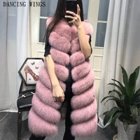 womens winter fashion 2022 natural fox fur vest real fur gilet 90cm womens real fox fur vest long coat