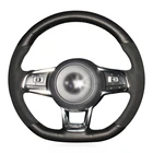 Чехол рулевого колеса автомобиля Мягкий черного цвета из натуральной кожи и замши, для Volkswagen Golf 7 GTI R MK7 поло Scirocco 2015 2016
