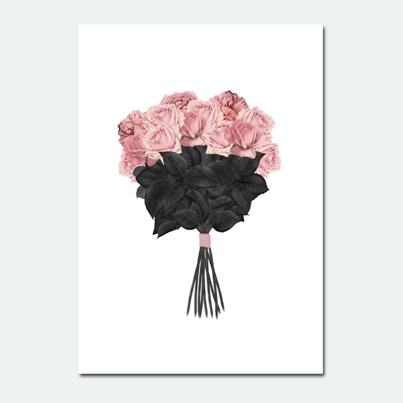 Скандинавский плакат перо красота Холст Плакаты и принты розовый цветок