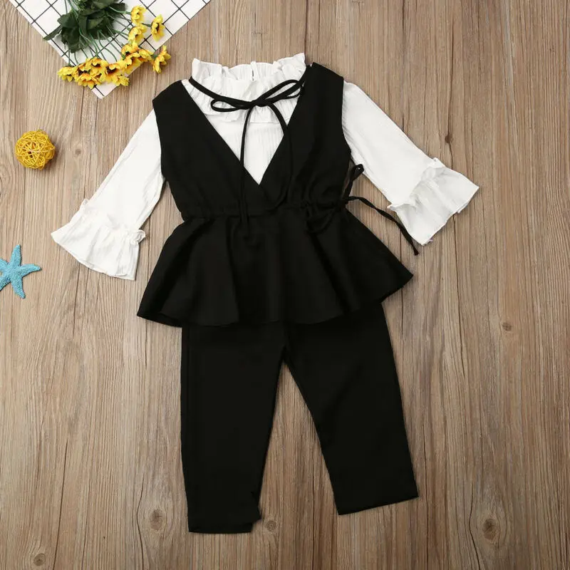 3 шт./компл. вечерние для маленьких девочек Детский костюм комплекты штаны с