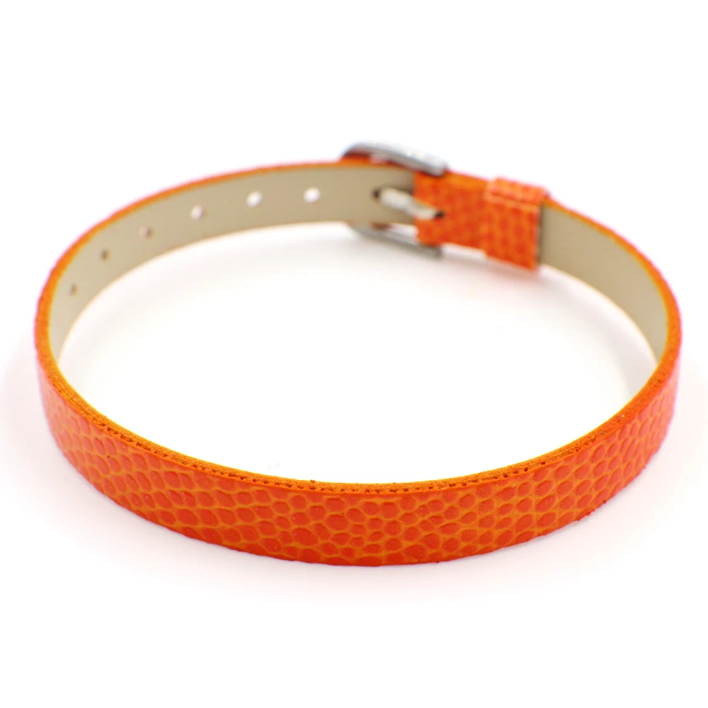orange 10 шт 8 мм браслет с рисунком "Змеиная кожа" 8 мм* 210 мм pu кожаный браслет DIY Аксессуары подходят 8 мм скользящие подвески - Окраска металла: orange