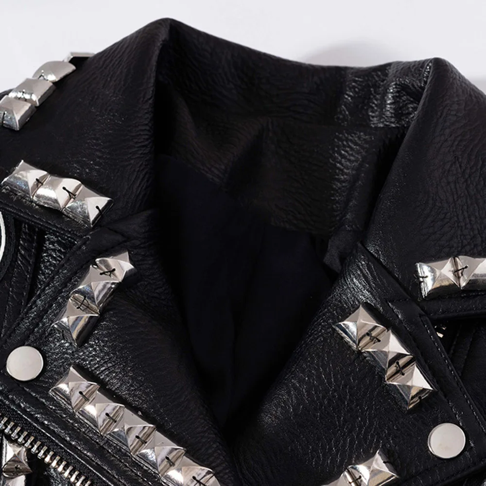 New Women Autumn Winter Black Faux Leather Jackets Zipper Coat Turn-down Collar Motor Biker Jacket Plus Size