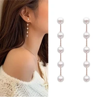 korean long pearl string tassel 925 silver needle earring earrings individuality simple temperament earring modern women jewelry