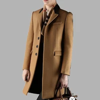 woolen coat 2021 autumn winter new fashion solid color single breasted long sleeve western style temperament casual men warm