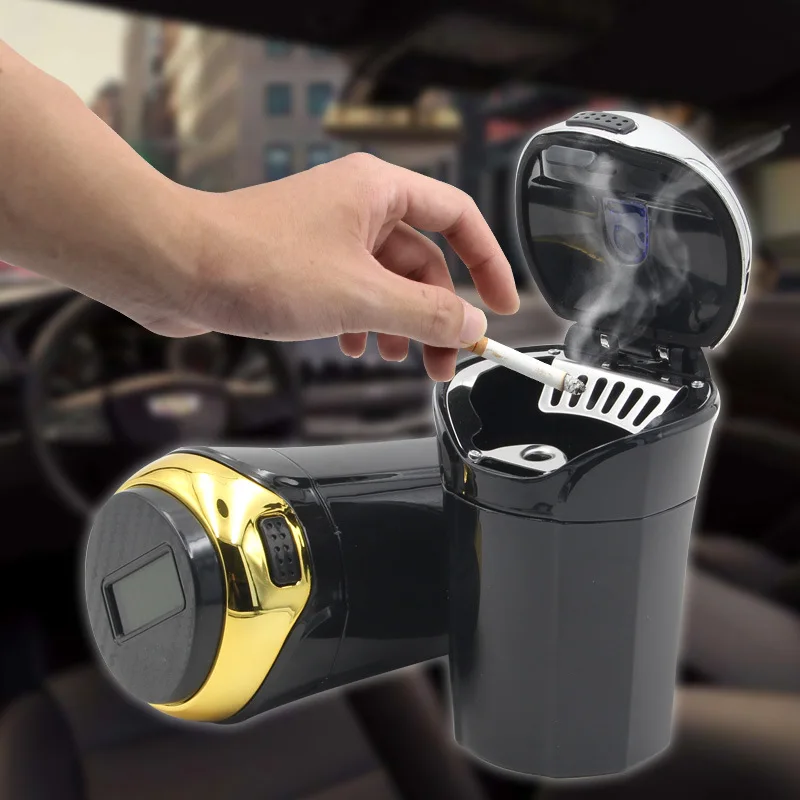 

Car ashtray, solar energy with light and cover, creative car interior, car accessories N12B