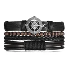 Браслет с компасом, мужские многожильные кожаные браслеты, регулируемый кожаный браслет для мужчин, для мужа, для парня, для него