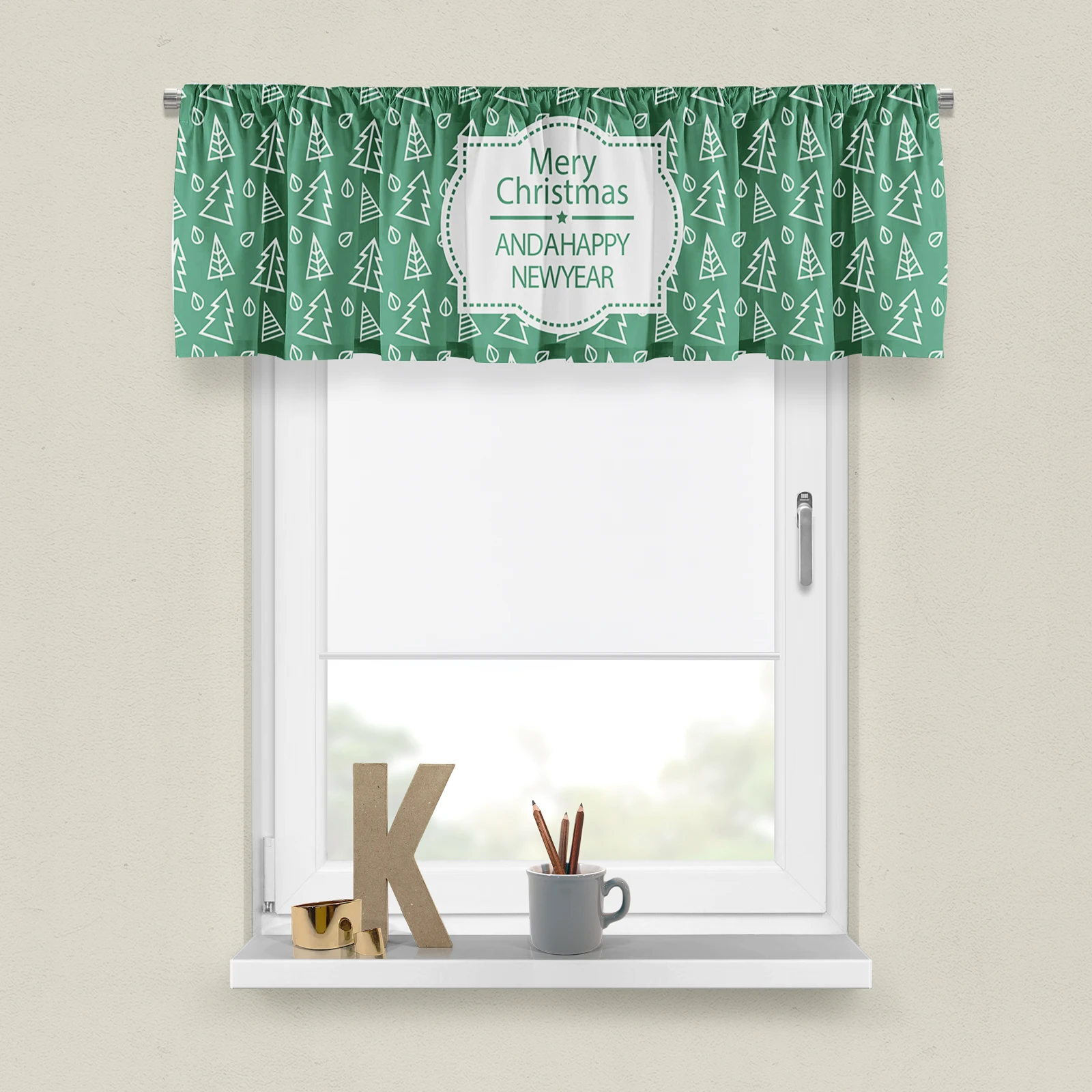 Persianas romanas personalizadas para Navidad, cortinas cortas modernas, coloridas, para ventana peque&ntilde;a, sala de estar, cocina, puerta de armario de almacenamiento-4