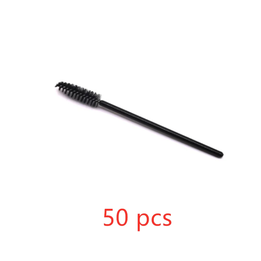 Black 50 pcs 50 шт., кисть для бровей, тушь для ресниц, палочка, аппликатор для ресниц, косметический набор кистей для макияжа, инструменты для наращивания ресниц, одноразовые - Handle Color: Black 50 pcs