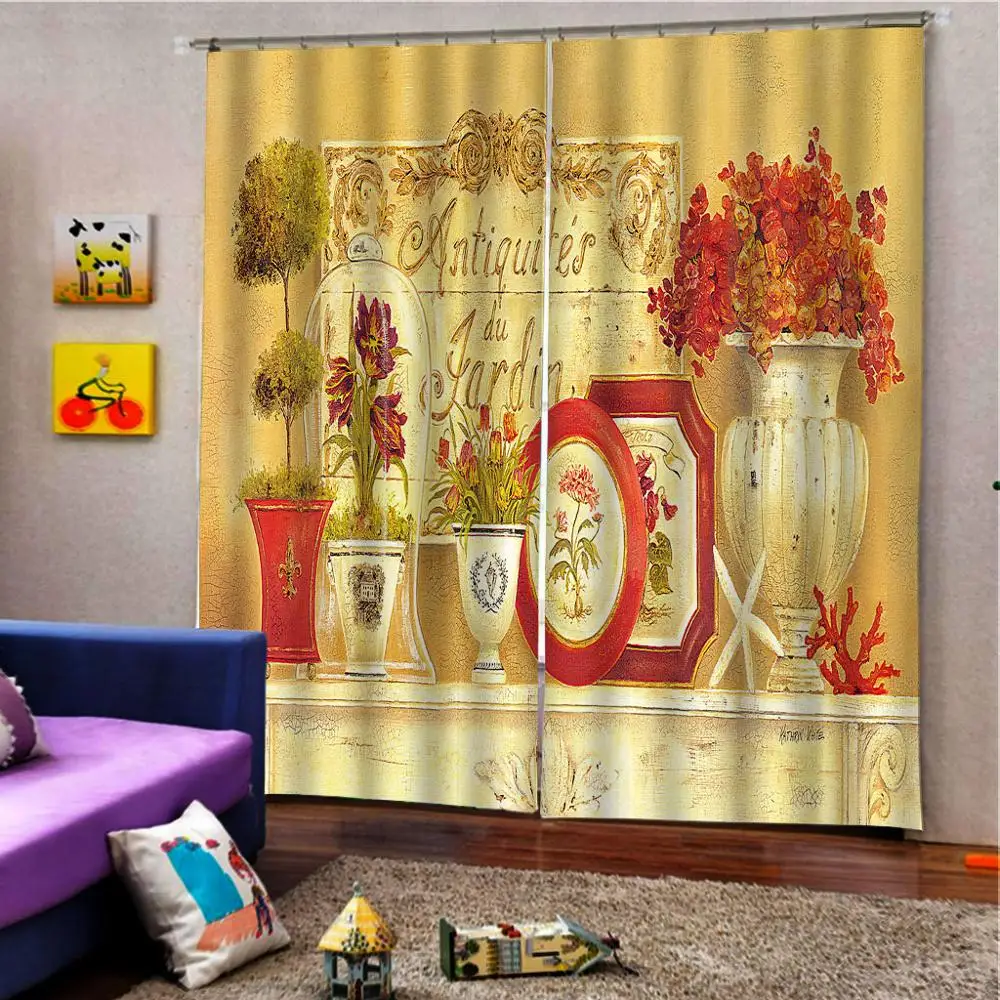 Современная 3D картина маслом цветы комнатный декор занавеска с Европейским
