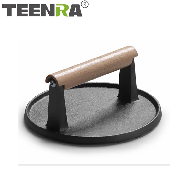 TEENRA круглая тарелка для стейка мясо деревянная ручка жареное барбекю пресс
