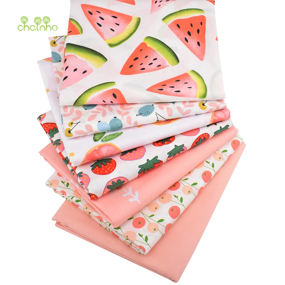 Серия розовых фруктов Chainho саржевая хлопчатобумажная ткань с принтом для сделай
