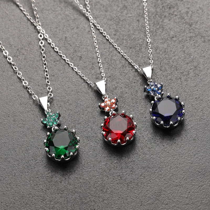 

YSH new 100% 925 sterling silver inlaid colorful zircon pendant sweater necklace 2020 woman luxury DIY jewelry mother's day gift