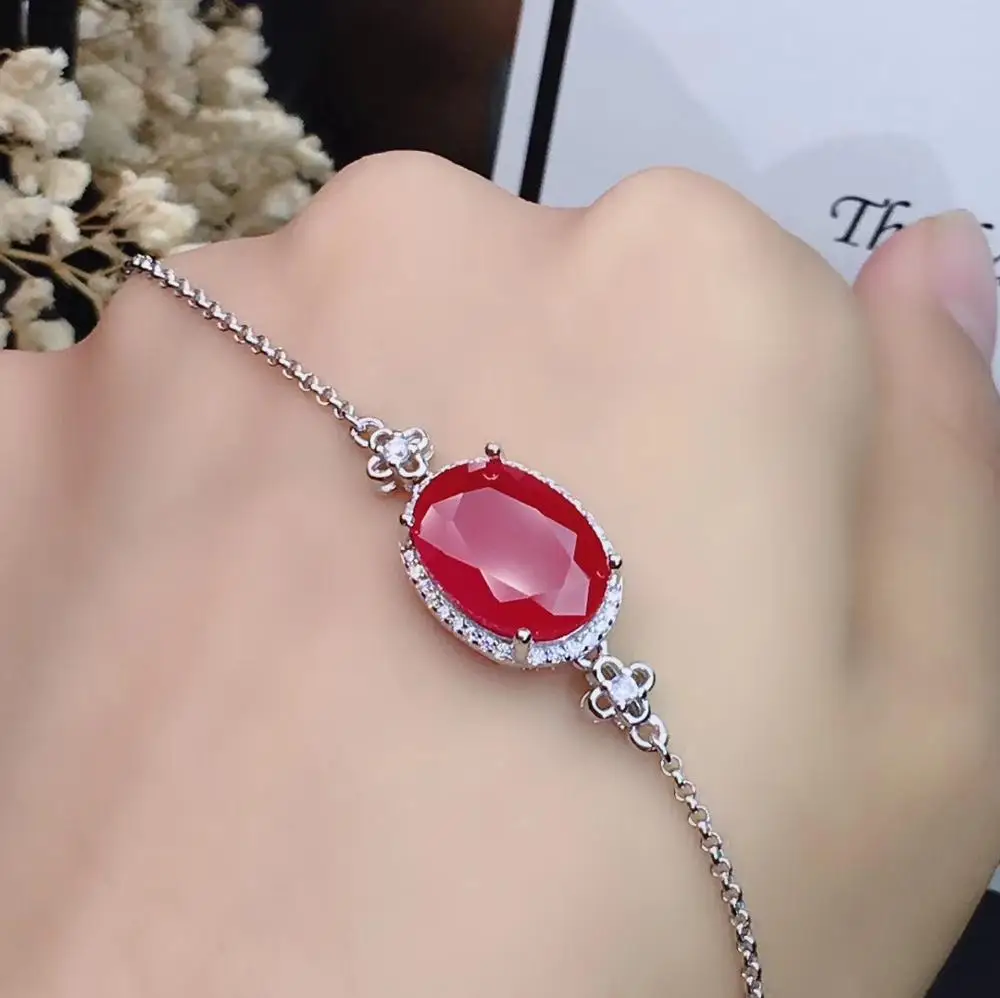 KJJEAXCMY boutique jewelry 925 sterling silver inlaid Natural ruby ladies bracelet support detection exquisite beautiful | Украшения и