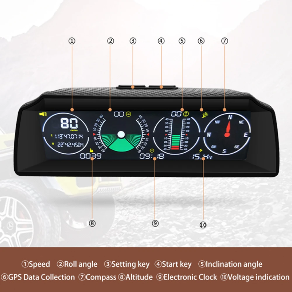 AUTOOL X90 GPS/OBD2 скорость PMH KMH наклон метр Инклинометр автомобильный компас HUD угол
