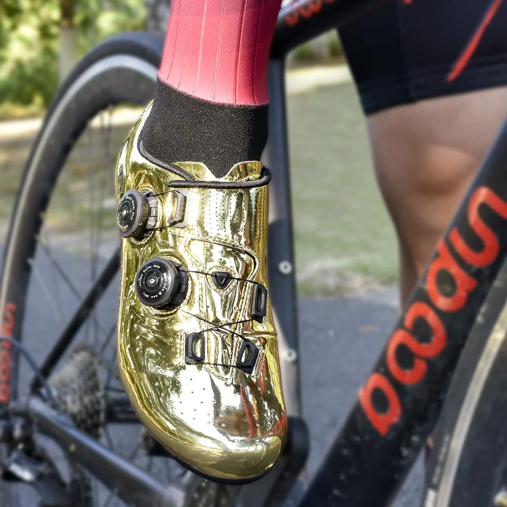 spesifikasi Sepatu Sepeda Balap Pria Berpengunci Otomatis Profesional Sneakers Sepeda Motor Balap Jalanan Olahraga Tanpa Selip Ringan