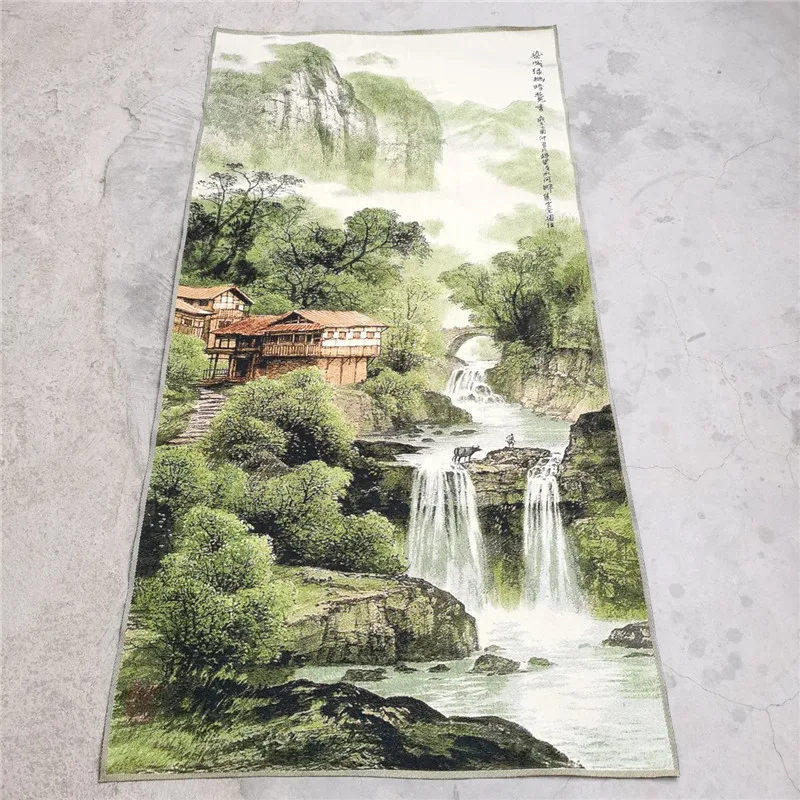

Beautiful embroidery portrait hung Kam cloth portrait Daqian landscape paintinghome decoration