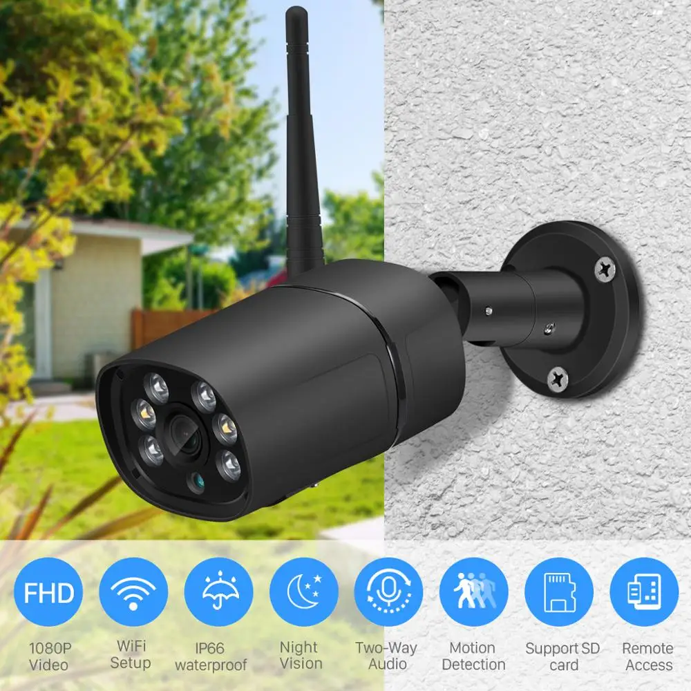 

BESDER H.265 1080P Wifi IP Camera Ai Detection TF Slot Outdoor 2MP Wireless Camera Audio Color Night Vision Security CCTV Camera