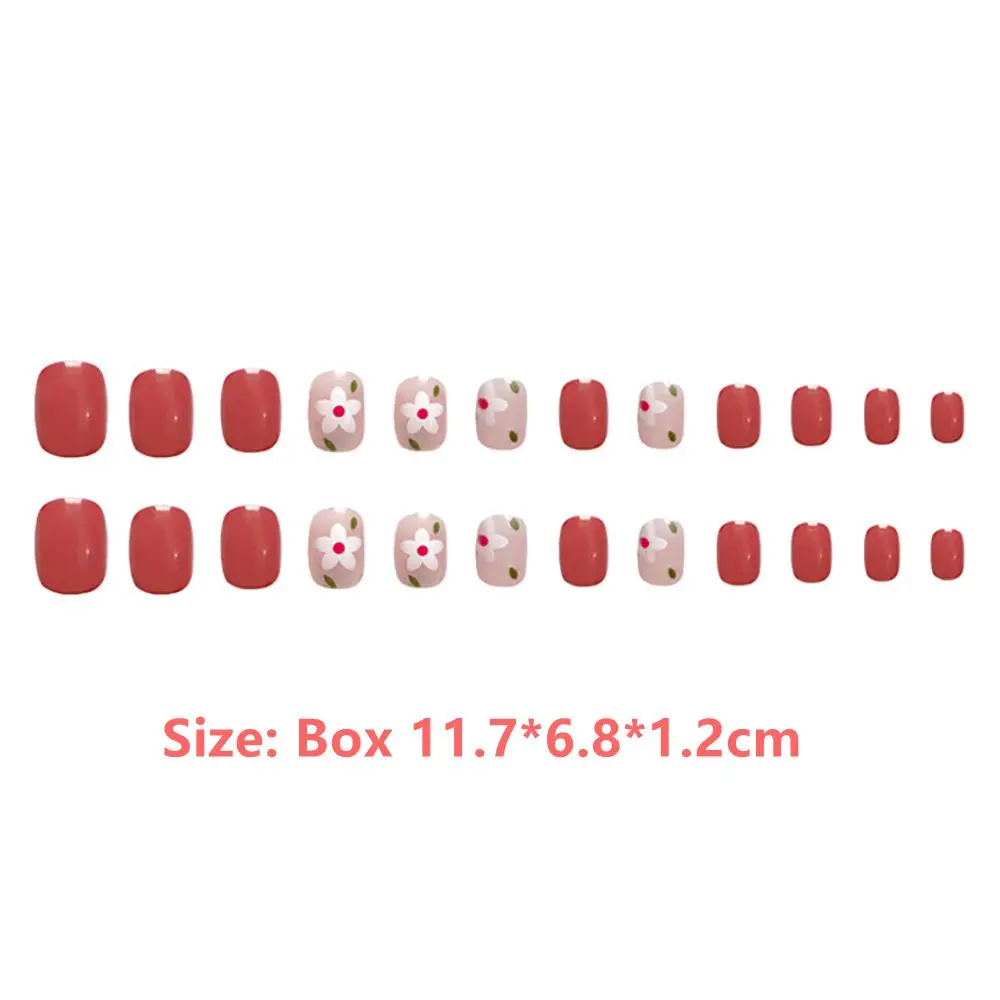 Накладные ногти с красным принтом 24 шт. | Красота и здоровье