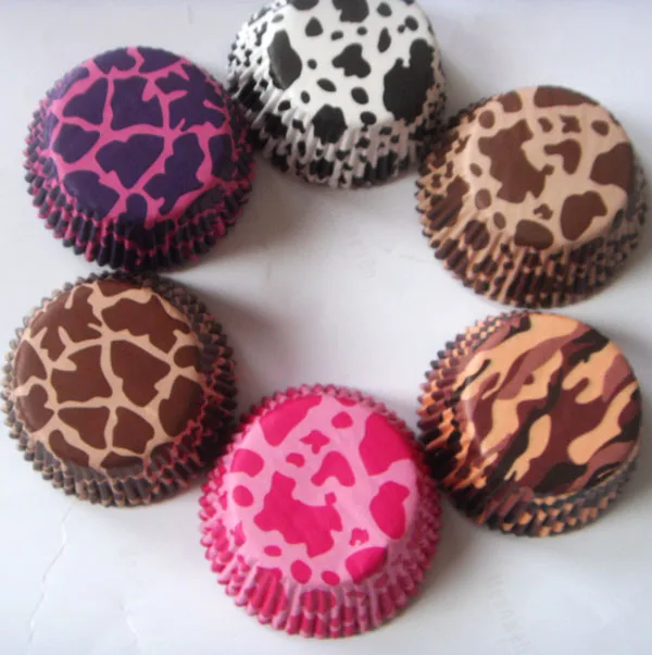 50X лайнеры для кексов на день рождения Радужная белая корова Зебра Леопард