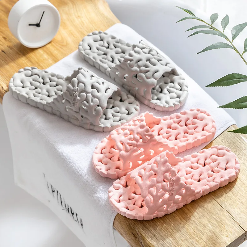 Забавные женские шлепанцы для ванной домашние тапочки из ПВХ открытые с мягкой