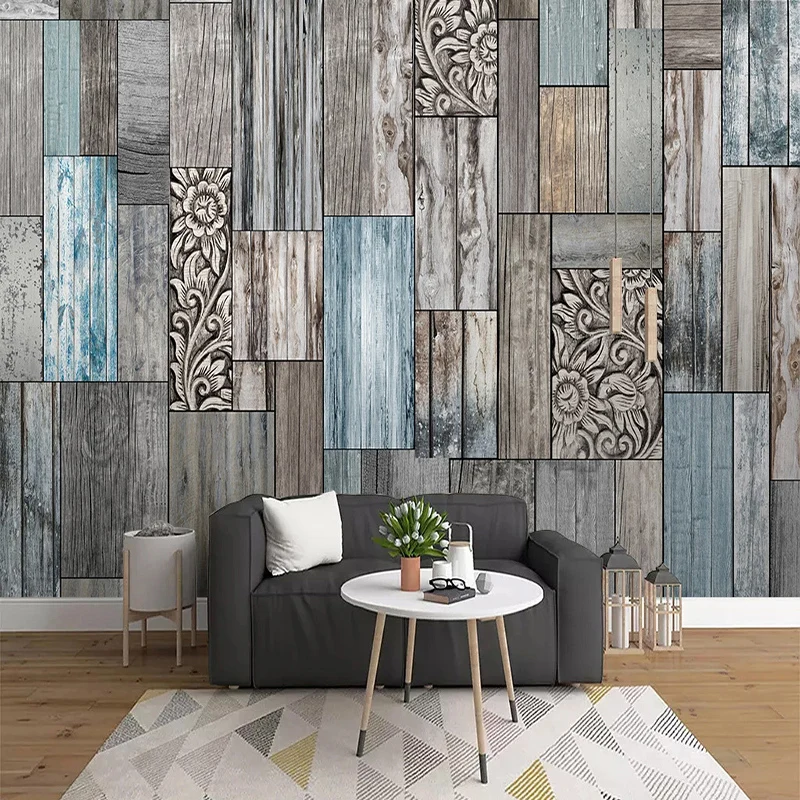 Papel tapiz Mural personalizado 3D, tablero de madera Vintage, papel de pared de fondo para sala de estar, TV, sofá, restaurante, cafetería, pintura de pared creativa