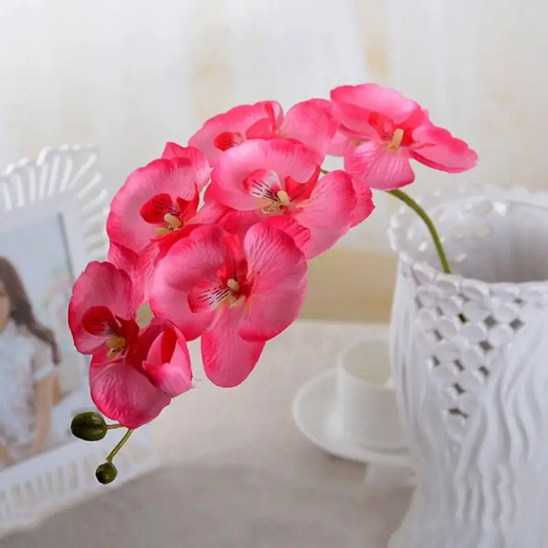 Koop Upscale Phalaenopsis Kunstbloemen DIY Kunstmatige Vlinder Orchidee Zijde Bloem Boeket Bruiloft Woondecoratie 100pcs Goedkope