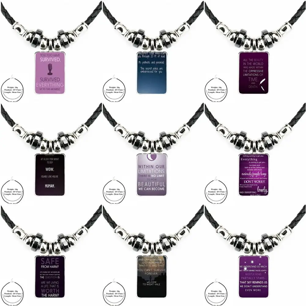 Черные кожаные кулон из бисера с покрытием стекло кабошон колье ожерелье для