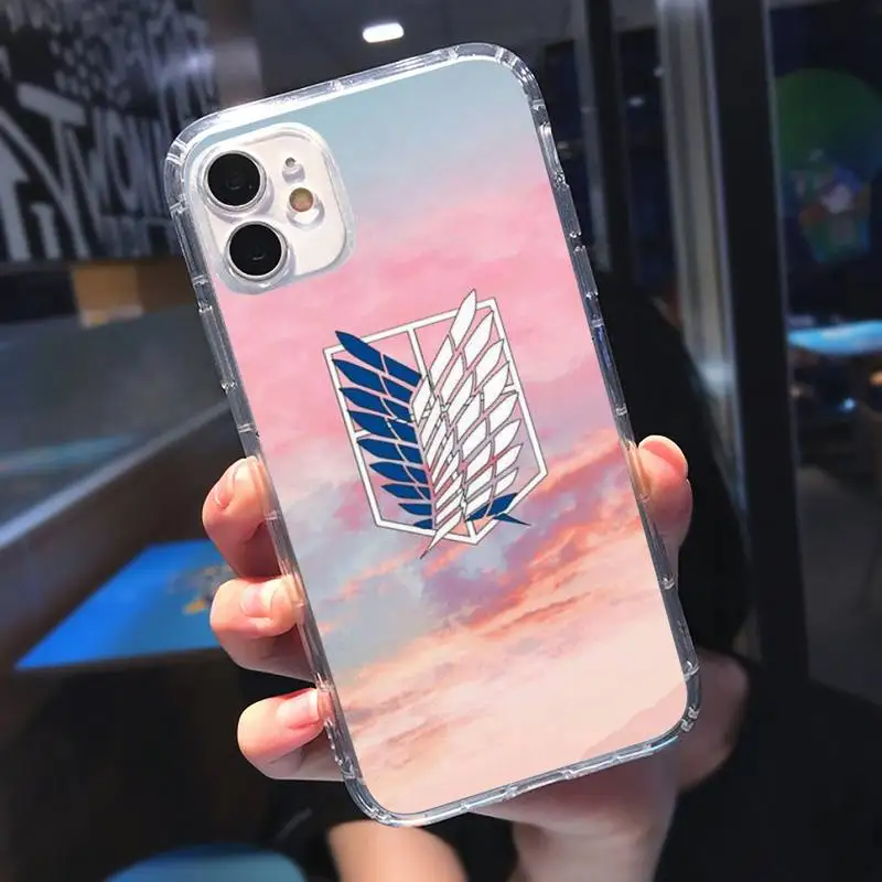 

Attack on titan anime Phone Case Transparent for iPhone 11 12 mini pro XS MAX 8 7 6 6S Plus X 5S SE 2020 XR