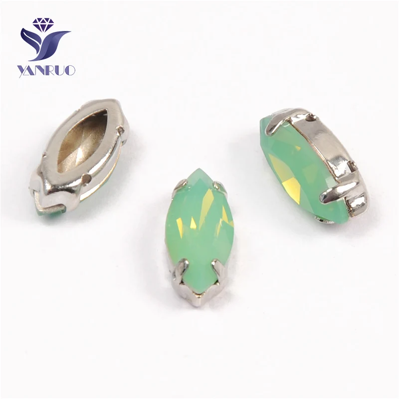 Pacific Opal Yanruo 4200 забавные маркизы с камнями K9 Глаза Лошади Стразы заостренные сзади Стразы все для шитья - Цвет: Pacific Opal