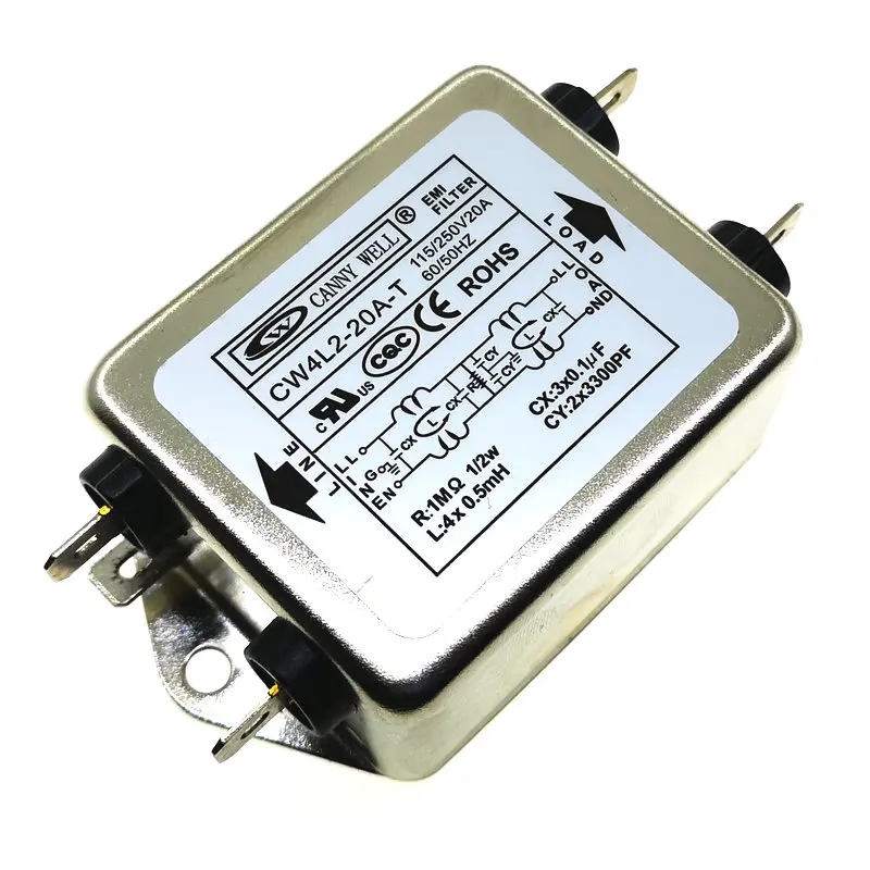 1 шт. EMI фильтр CW4L2-20A-T 20A 115 в 250 В CW4L2 CW4E 60/50 Гц монофазный Улучшенный AC