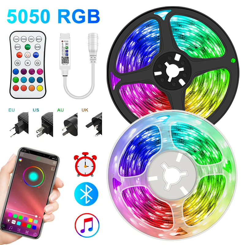 Bluetooth Светодиодная лента 2 5 30 м 5050 Rgb светодиодные лампы Гибкий фон неоновая