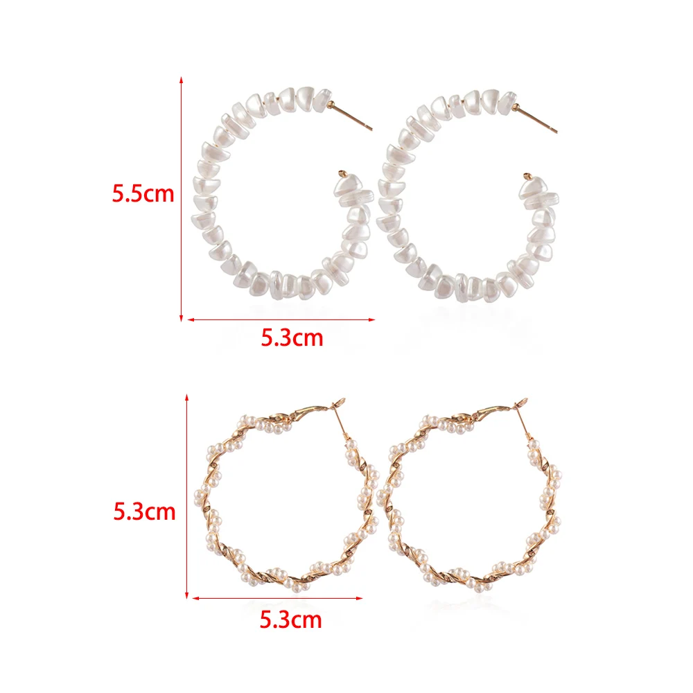 Серьги кольца женские большого размера с жемчугом|Серьги-кольца| |