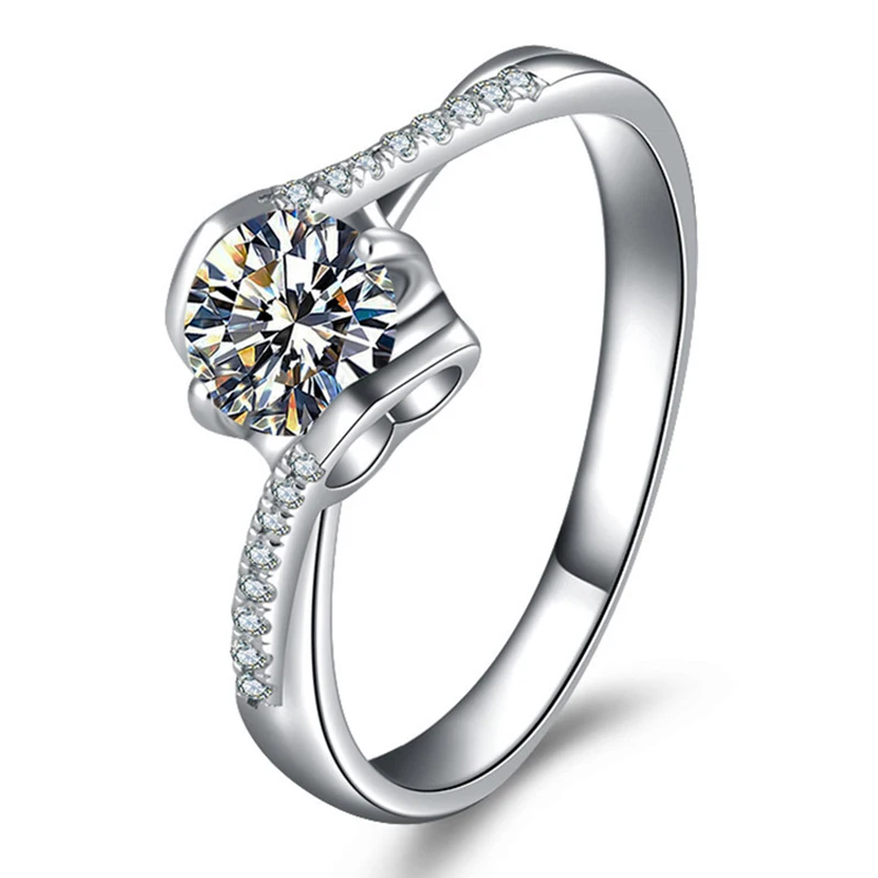 

925 Sterling Silver Ring Four-claw Carat Diamond Women's Engagement Luxury Wedding Exquisite Gift Elegant Party Anniversary Fine