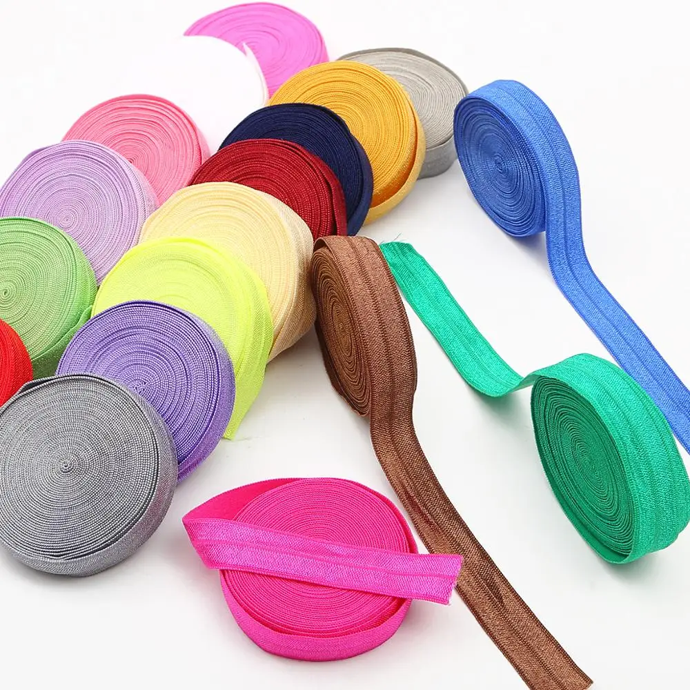 5 Ярд сплошной цвет блестящие складные эластичные FOE спандекс Резиновая лента